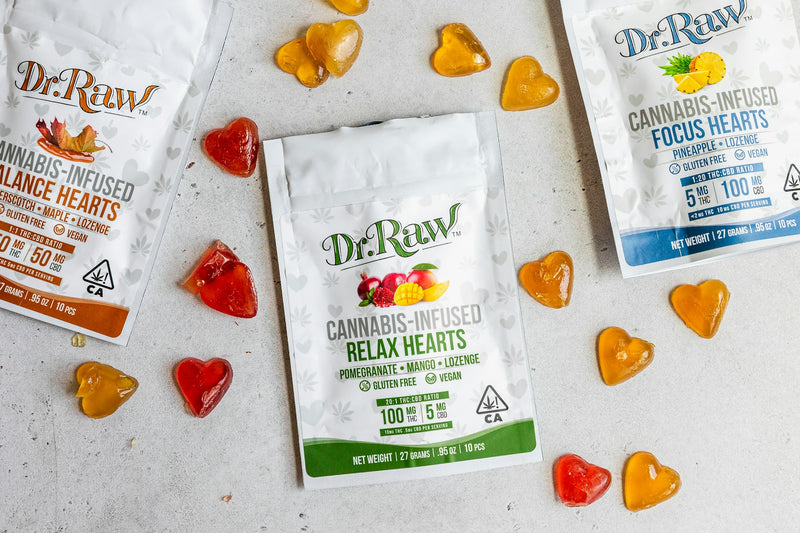 An assortment of cannabis-infused gummies on a table